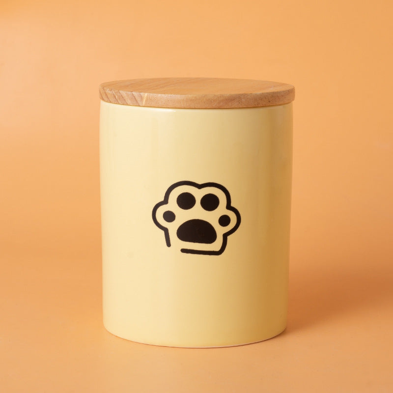 Minimalist Ceramic Pet Urn with Wooden Lid