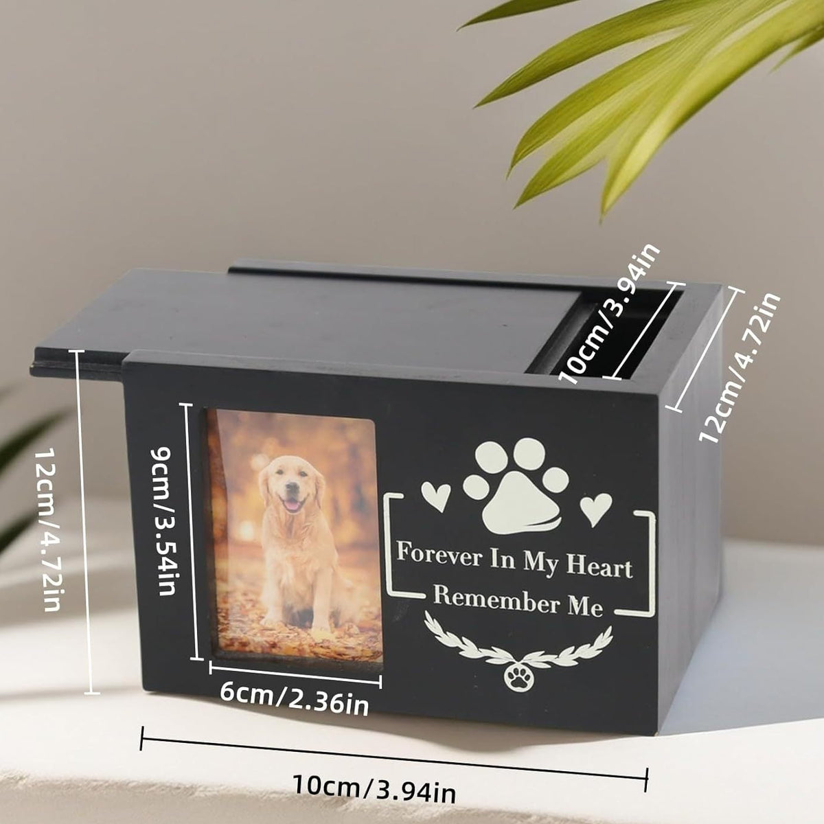 Wooden Pet Memorial Urn with Photo Display