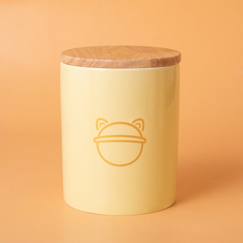 Minimalist Ceramic Pet Urn with Wooden Lid