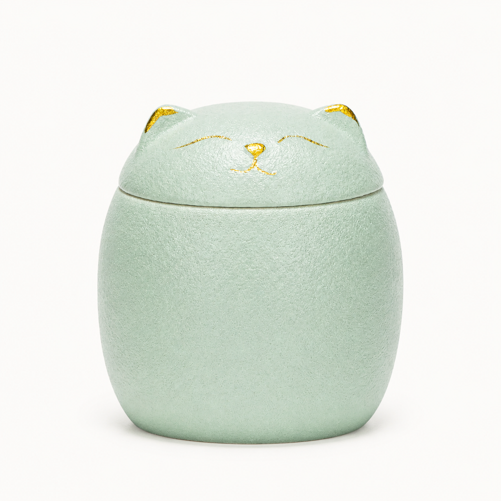 Cat-Shaped Ceramic Pet Memorial Urn