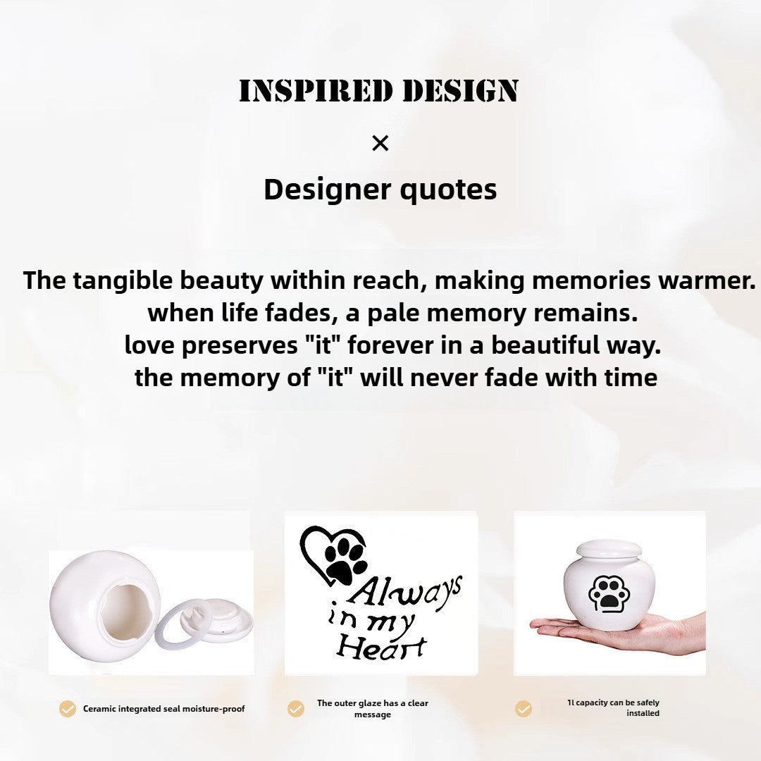 Classic Ceramic Pet Memorial Urn – Sealed Ashes Jar with Symbol Designs