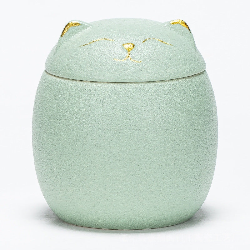Ceramic Cat‑Shaped Pet Urn – Sealed Memorial Ashes Jar for Cats & Small Pets
