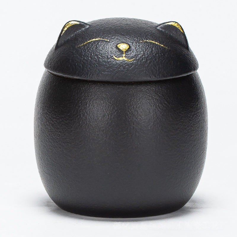 Cat-Shaped Ceramic Pet Memorial Urn