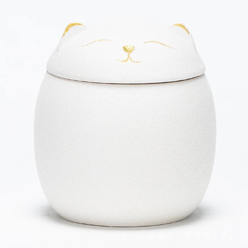 Cat-Shaped Ceramic Pet Memorial Urn
