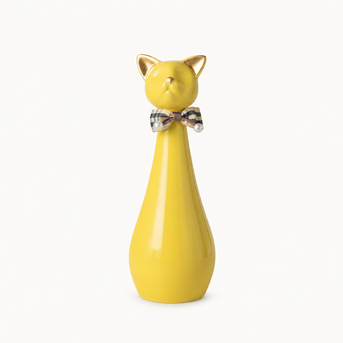 Tall Ceramic Cat Memorial Urn with Bow