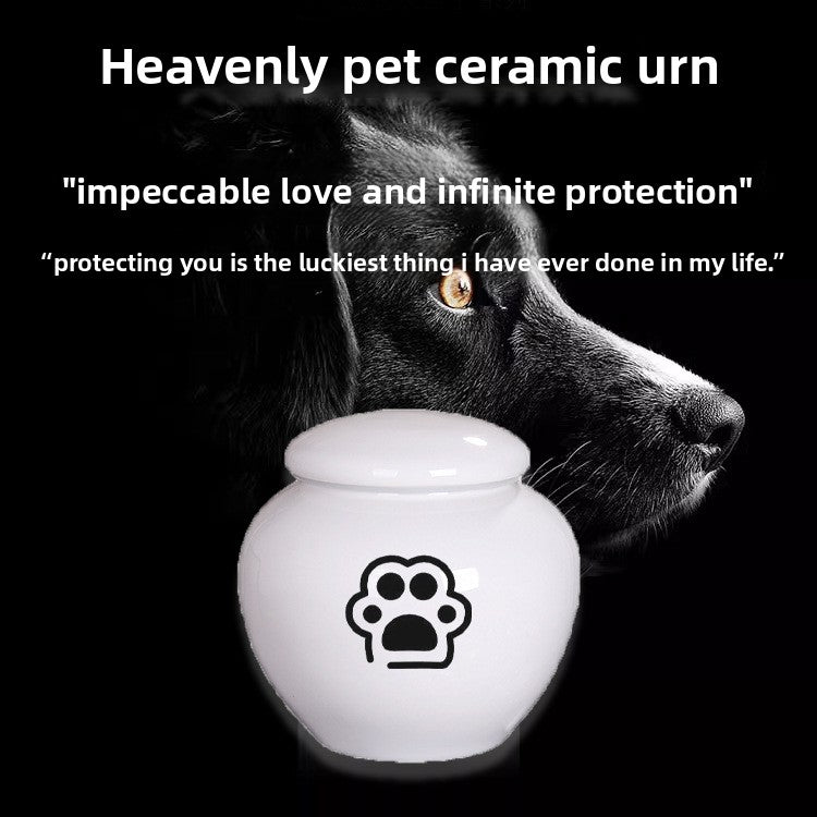 Classic Ceramic Pet Memorial Urn – Sealed Ashes Jar with Symbol Designs
